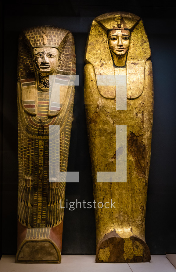 Ancient Egyptian mummy cases 