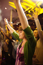 Arms raised in worship