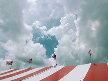 circus tent with American flags 