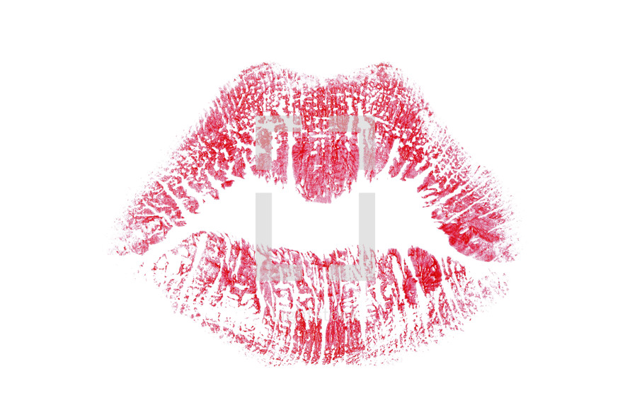 Red lipstick imprint. 