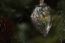 locket ornament on a Christmas tree 