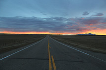 rural road at sunset 