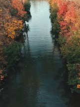 fall foliage along a riverbanks 