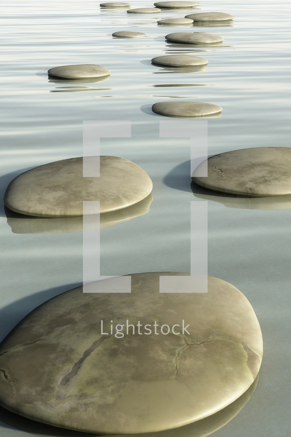 stepping stones in water 