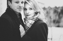 portrait of a couple in winter 