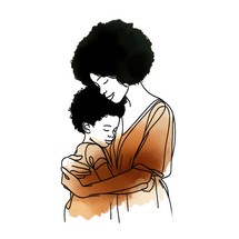 Mother and child. Motherhood concept. Hand drawn vector illustration.