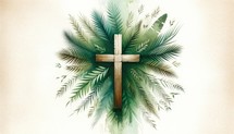 Palm Sunday. New Testament. Watercolor Biblical Illustration	