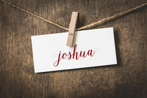 word Joshua hanging on a clothesline 