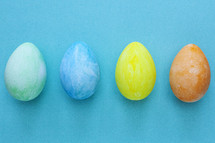 Easter eggs on blue