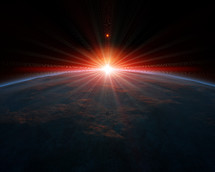 sun rising over planet Earth 