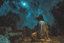 Jesus beseeching God in the Garden of Gethsemane