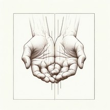 Sacred Scars: The Stigmata of Christ. Hand drawn illustration of two hands with blood. Vector illustration.
