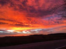 vibrant orange clouds at sunset 