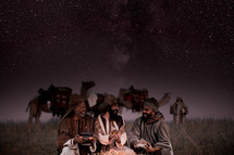 wisemen presenting gifts to baby Jesus 