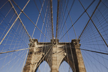 The suspension  wires of the Brooklyn Bridge