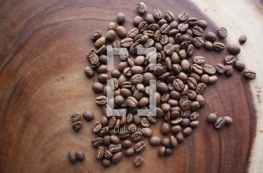 coffee beans on wood 