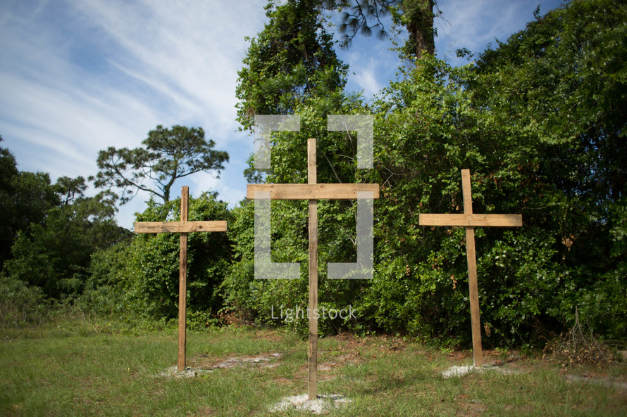 road side memorial - three crosses