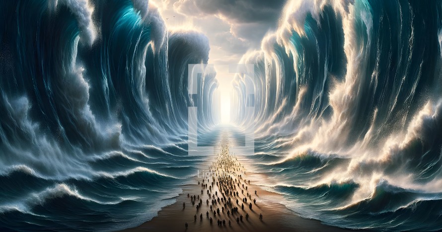 Moses parted the sea and the Israelites passed through