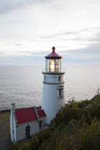 a lighthouse along a shore 
