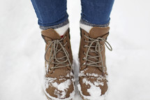 snow on boots 