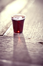A communion cup filled with wine