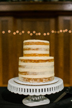 wedding cake on a stand 