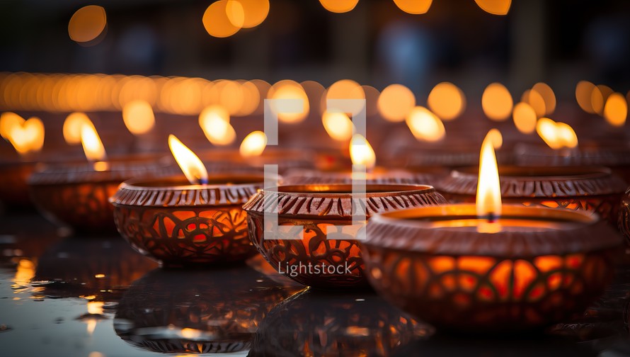 Candle light in Diwali festival, Hindu festival of lights