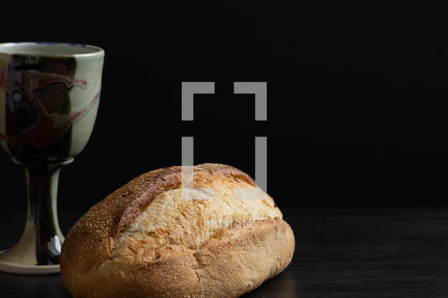 chalice and bread loaf for communion 