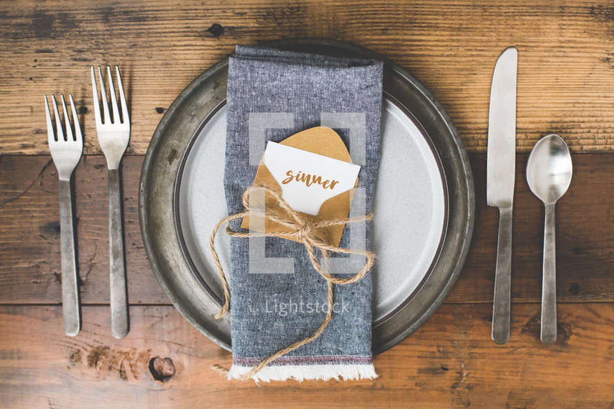 place setting for a sinner 