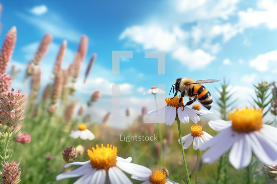 A Daisy Field with a bee