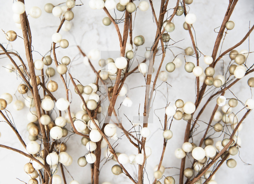 white and gold berries 