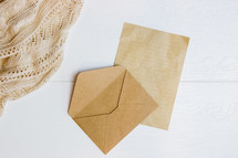 envelope, letter, and blanket 
