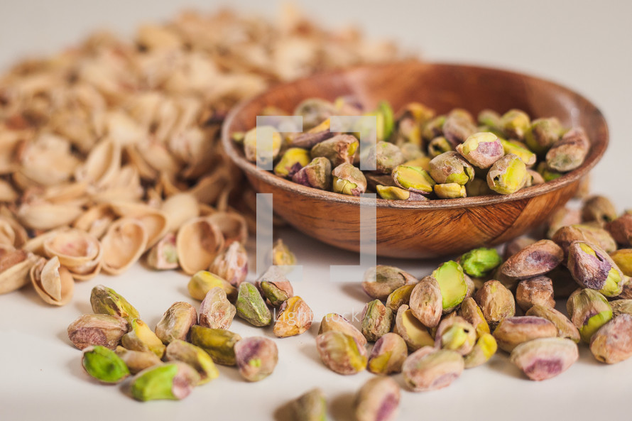 pistachio nuts in a bowl 