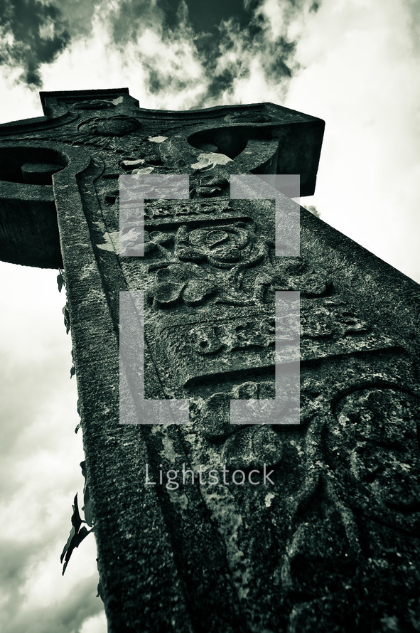 stone cross grave marker 