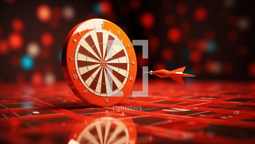 dartboard on red blur background.