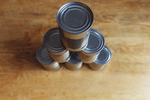 stack of canned goods
