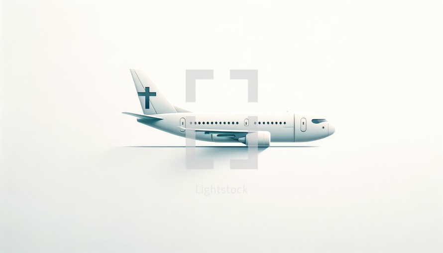 Religious global mission: Spreading the word. Airplane on a white background. Vector illustration, toned image.	