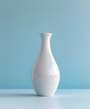 Elegant white vase against a serene blue background