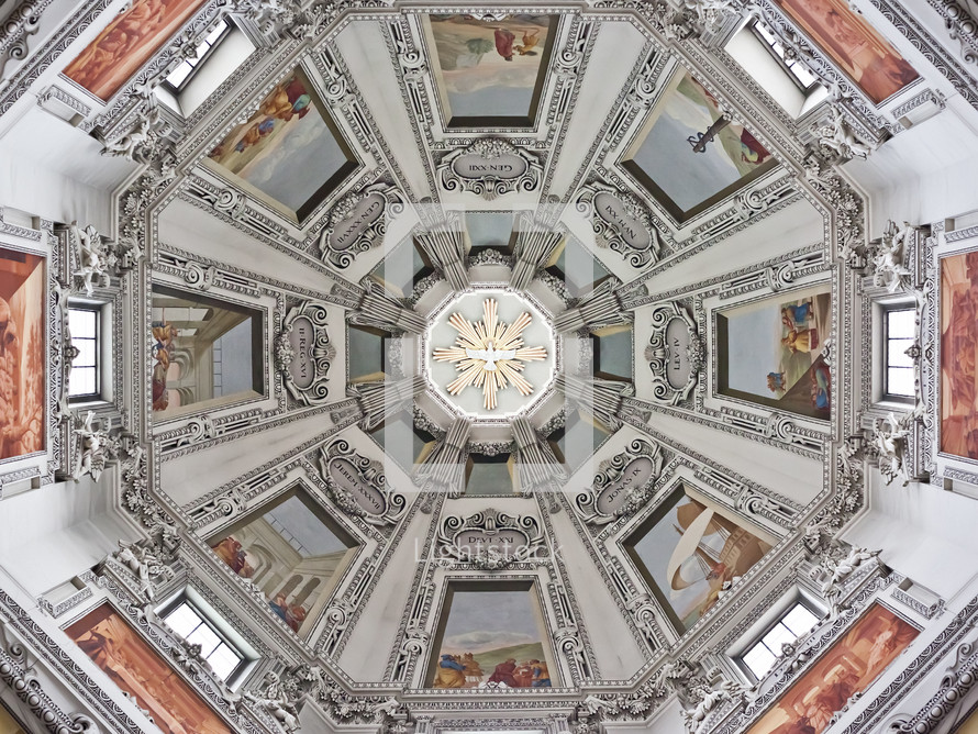 paintings on a cathedral dome in Salzburg, Germany 
