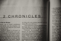 Open Bible in book of 2 Chronicles