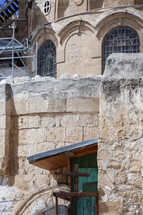 green door and cross in Jerusalem 