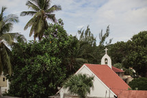 church roof and tree tops 