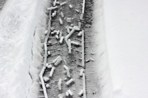 tire tracks in the snow 
