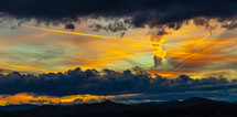 Dramatic sunset cloudscape after a monsoon storm 