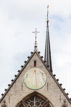 sundial and steeple in Amsterdam 