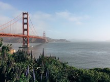 The Golden Gate bridge over the Golden Gate Strait.