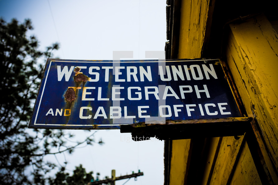 Western Union Telegraph and cable office sign 