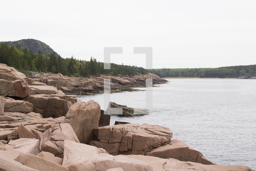 rocky shoreline in Maine 