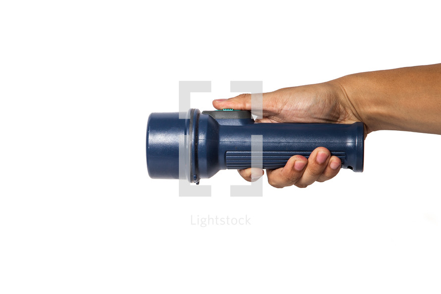 hand pointing a flashlight 