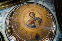 painting of Jesus on the ceiling of a dome in Jerusalem 